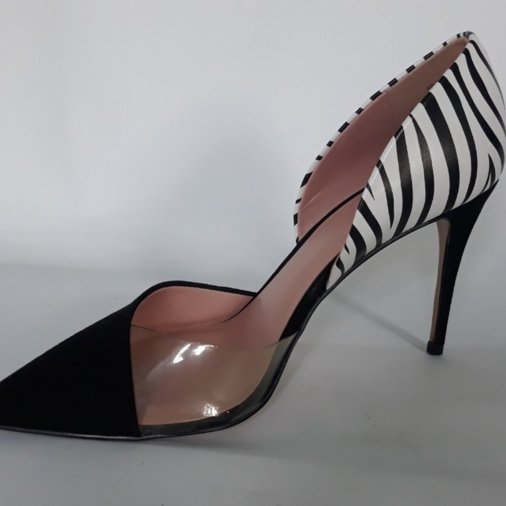 Mix No. 6 Black Pointed Toe Pumps with Zebra Print Heel size 10 - Picture 11 of 13